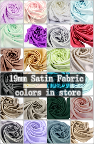 19mm 54/55" 100% silk satin fabric 20+colors in store