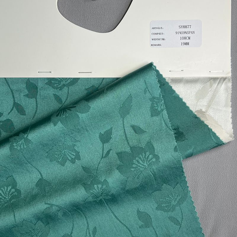 sy8877,91%silk9%span,108cm,19mm,elastic satin jacquard,pc-dyed