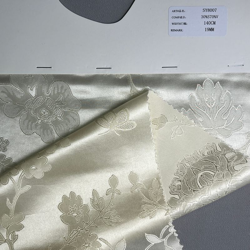 sy8007,30%silk70%viscose,140cm,19mm,jacquard fabric,piece-dyed