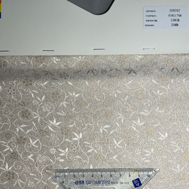 sy8767,83%silk17%metallic,138cm,25mm,jacquard,piece-dyed