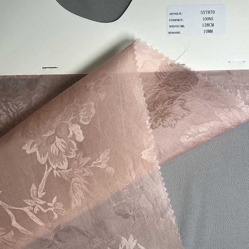 sy7870,100%silk,138cm,10mm,jacquard organza,piece-dyed