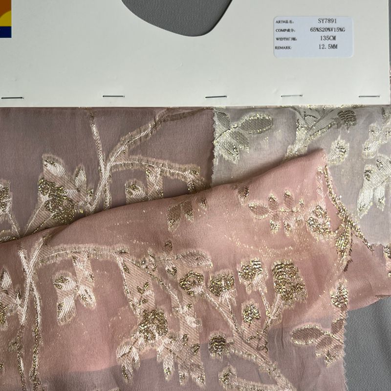 sy7891,65%silk20%viscose15%metallic,135cm,12.5mm,jacquard cut-work voile