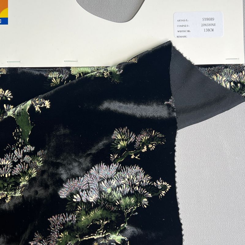 sy8669,20%silk80%rayon,138cm,gold-printed andcolor power-printed velvet