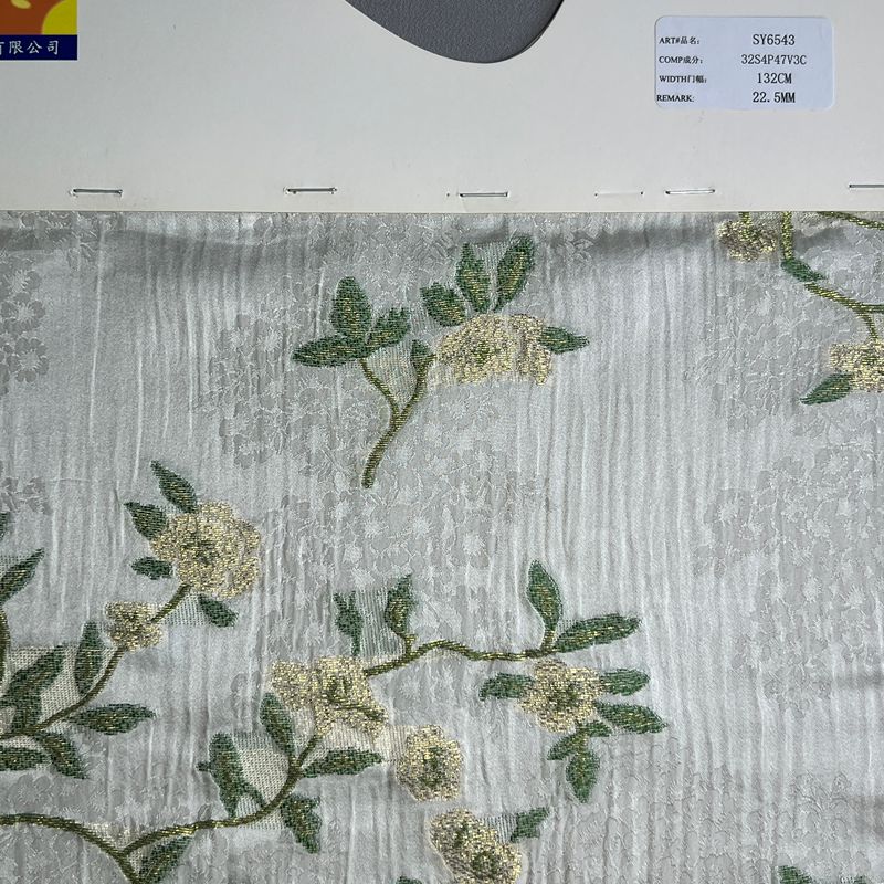 sy6543,32%silk4%metallic47%viscose3%cotten,132cm,22.5mm,jacquard,yarn-dyed