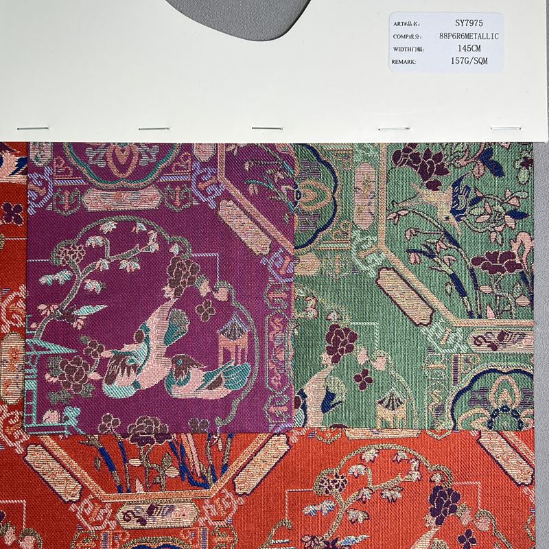 sy7975,88%polyester6%rayon6%metallic,145cm157gsm,jacquard,yarn-dyed