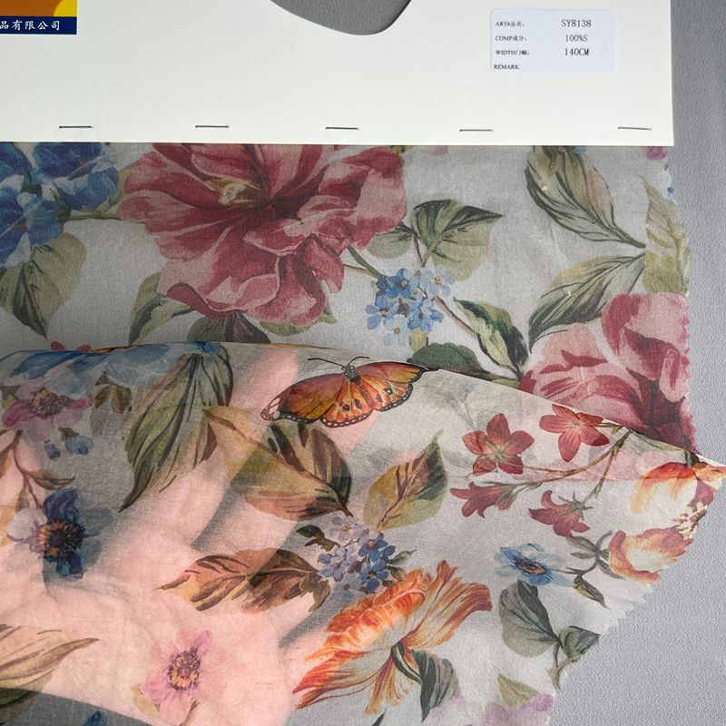 sy8138,100%silk,135cm,8mm,printing organza