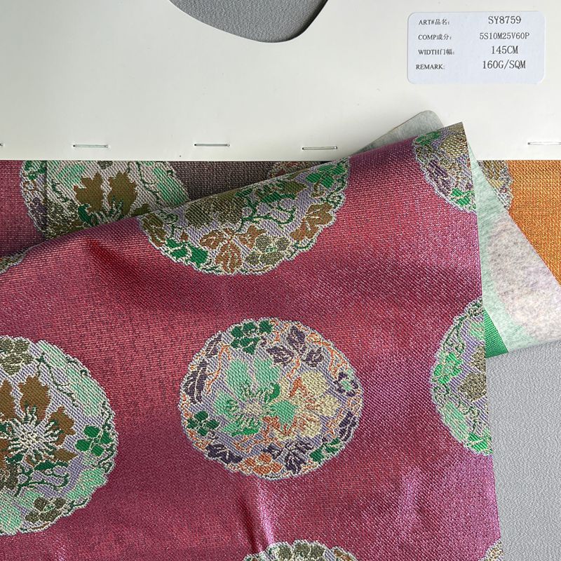 sy8759,5%silk10%metallic25%rayon60%polyester,145cm,160gsm,jacquard,yarn-dyed