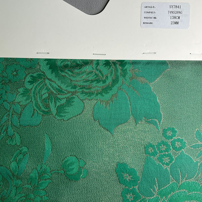 sy7841,74%silk26%metallic,138cm,23mm,jacquard,yarn-dyed