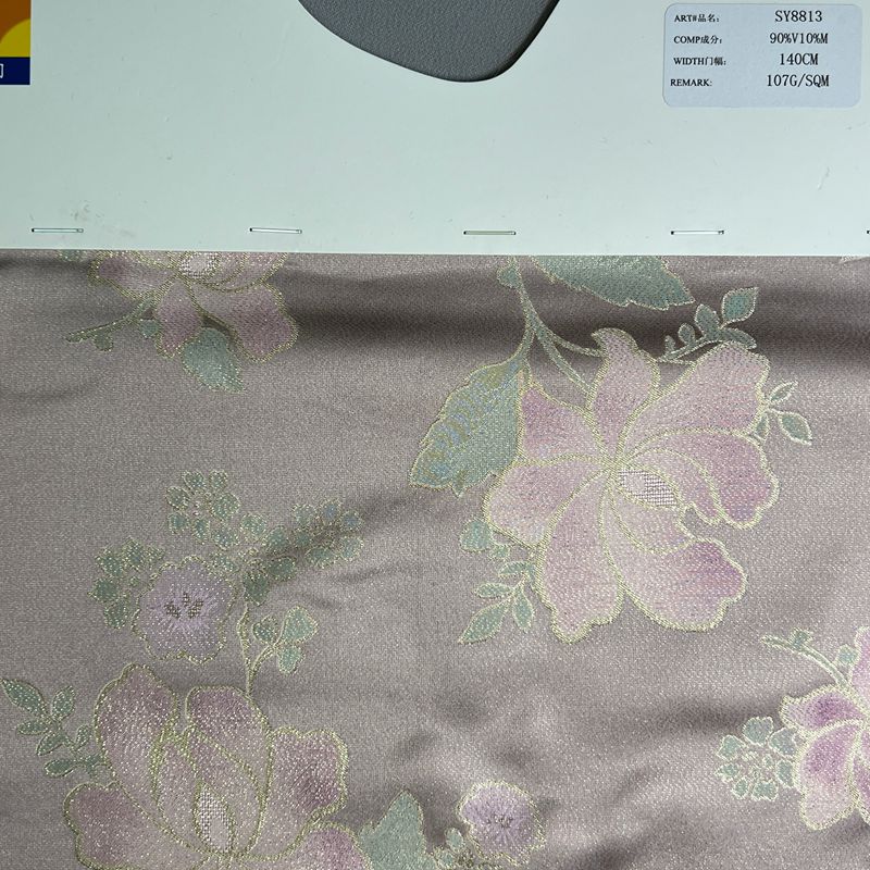 sy8813,90%viscose10%metallic,140cm,107gsm,jacquard and printing