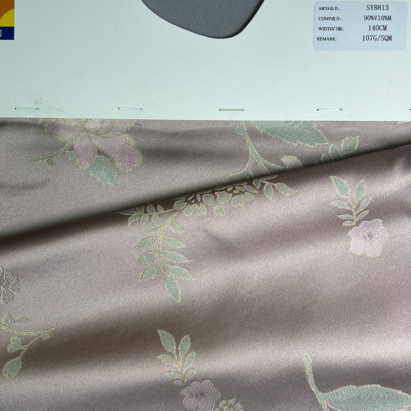 sy8813,90%viscose10%metallic,140cm,107gsm,jacquard and printing