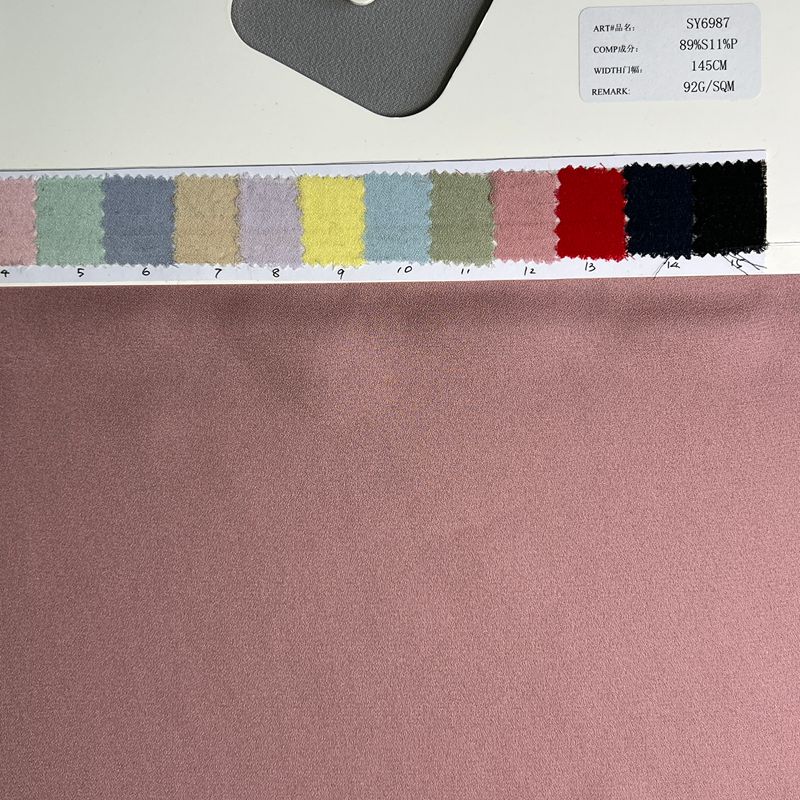 sy6987,89%silk11%polyester,145cm,92gsm,piece-dyed