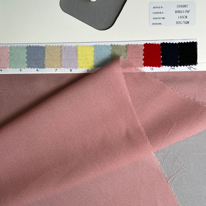 sy6987,89%silk11%polyester,145cm,92gsm,piece-dyed