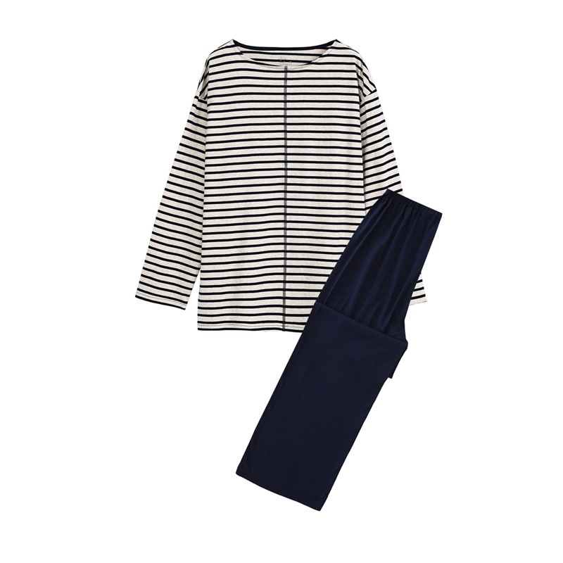 Cotton Lounge wear quality pure cotton, couple's all-cotton lounge wear set, striped simple pajamas
